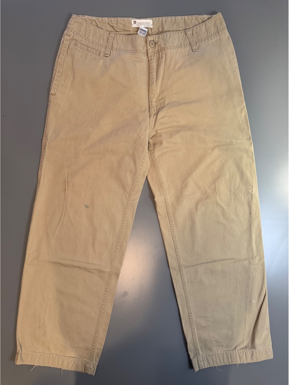 Men's Khaki Chino Pants Size 36x32 Beige Cotton Casual Trousers
